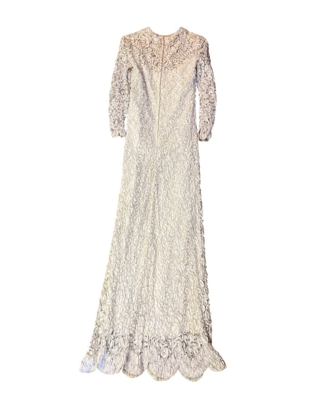 Vintage Jack Bryan Cream Lace Maxi Dress Womens XS? (0-2) Long Sleeve Boho USA - Picture 4 of 16